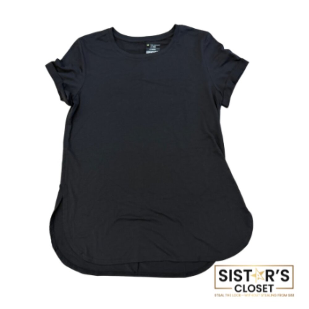 Tek Gear Black T-Shirt Women's Medium with Cuffed Sleeves